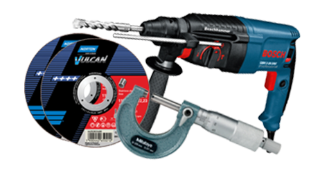 Drill, grinding discs and clamp