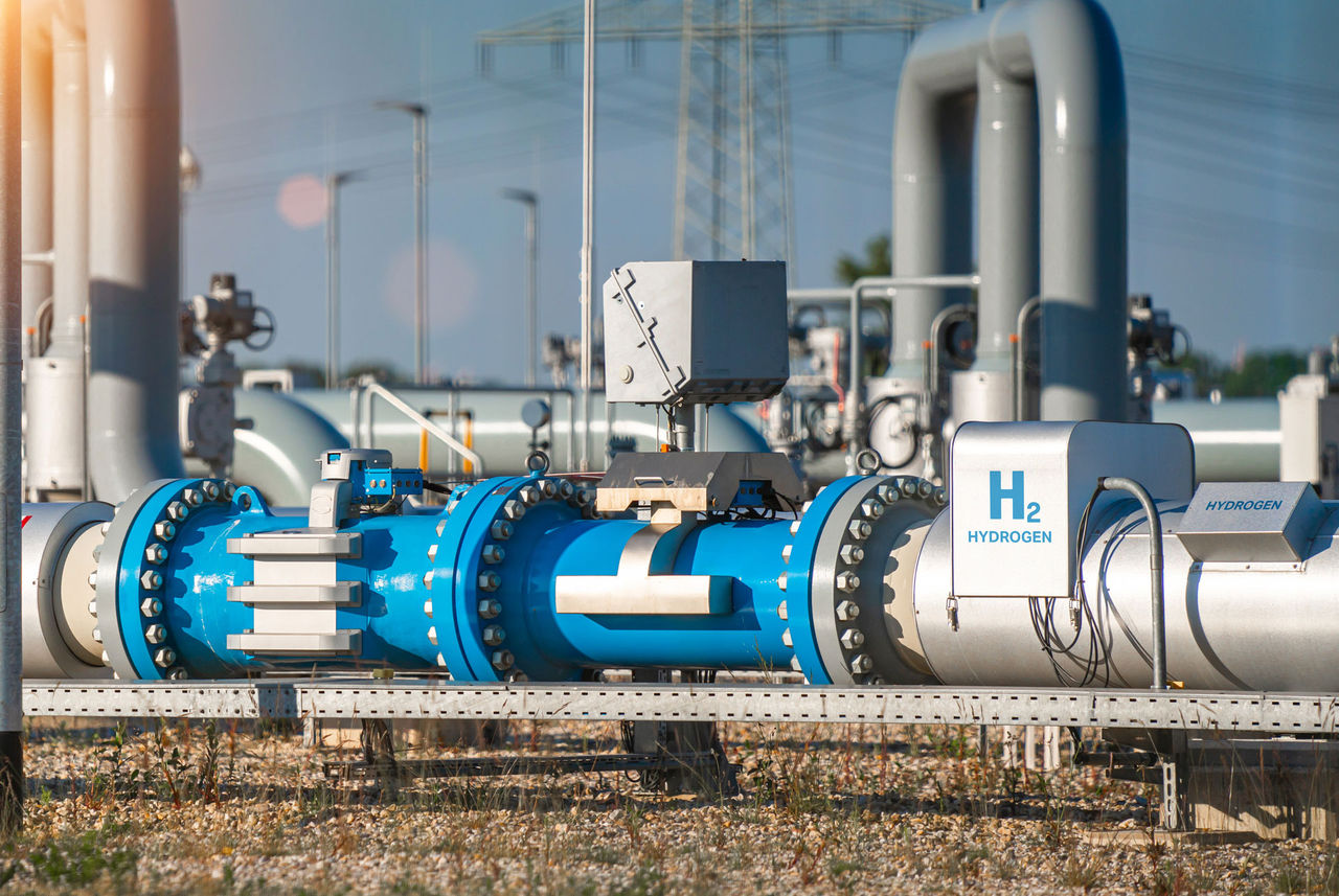 over land gas pipeline system at natural gas station