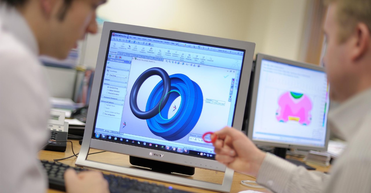 seal design on computer and technicians 